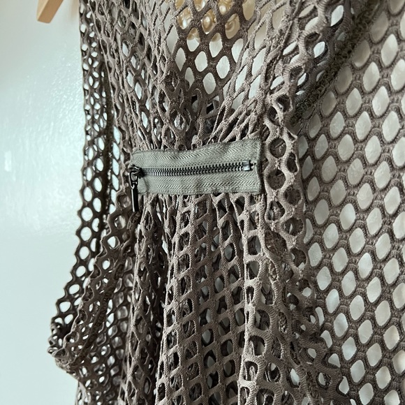 EUC SO COOL FISHNET olive grey racerback tunic *layering* sz L nightclub dance - Picture 6 of 16